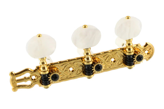 Allparts TK-7949-002 Gotoh Deluxe Classical Tuner Set with Pearloid Buttons - Gold