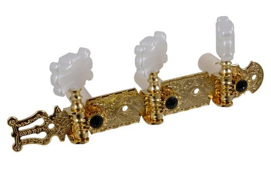 All Parts TK-0125-002 Classica Tuner Set w/ Square White Buttons - Gold