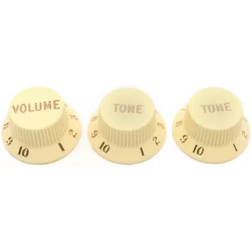 Knobs - Fender®, Stratocaster, 1 Volume, 2 Tone - Aged White