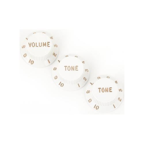 Knobs - Fender®, Stratocaster, 1 Volume, 2 Tone - White